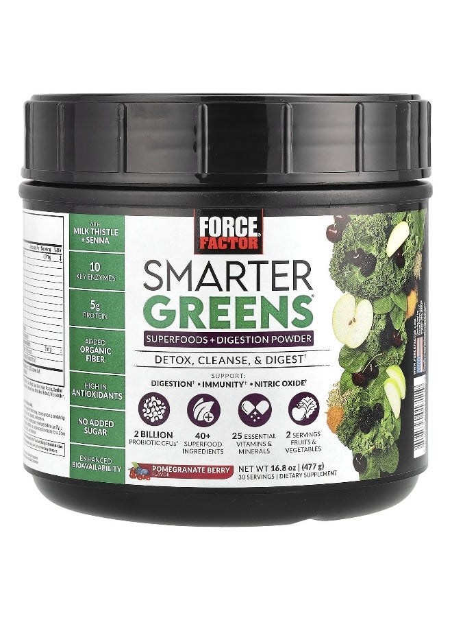 Force Factor Force Factor, Smarter Greens, Superfoods + Digestion Powder, Pomegranate Berry, 14.8 oz (419 g)  - Image 1