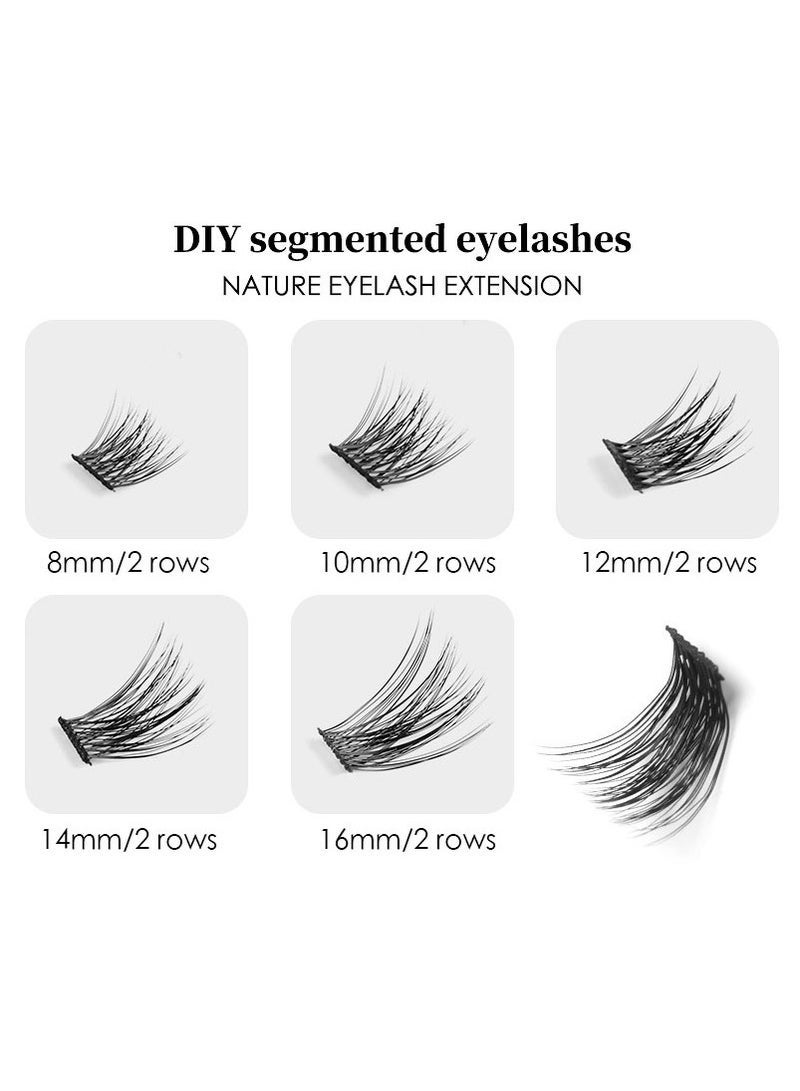 جلامكيت الفردية الرموش العنقودية الرموش DIY رمش نظرة طبيعية 3D تأثير الأسود الفردية الرموش الصناعية مع الغراء رمش - Image 2