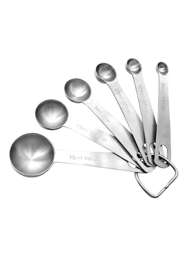 Royalford 6-Piece Stainless Steel Measuring Spoons Set Silver - Image 1