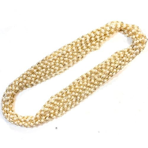 PATWA TRADERS Pack of 12 Swagat Mala for Baratis - Handmade with Pearl Beads (CREAME.) - Image 1