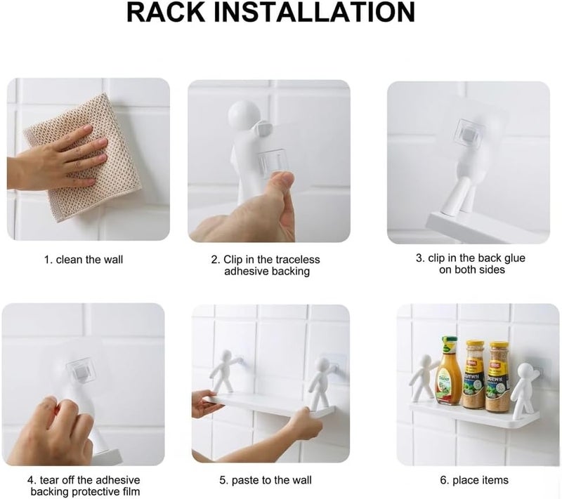 Shynora 2-Pack Multipurpose Bathroom/Kitchen Storage Organizer Rack Wall Mounted Floating Shelf-Shelves (No Drilling) Bathroom Accessories - ABS Platstic Material (White) - Image 5