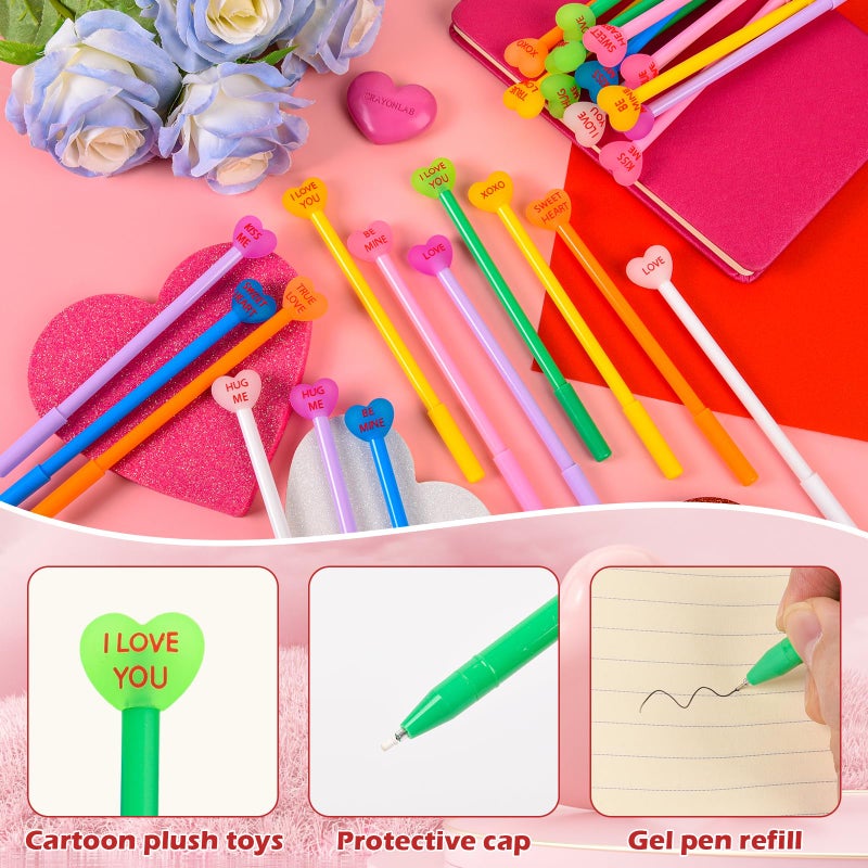 LiYiQ 50 Pcs Valentine's Day Conversation Gel Ink Pen Fun Pens Bulk Kawaii Be Mine Kiss Me Love Conversation Cute Pens for Office Home Student Present - Image 4