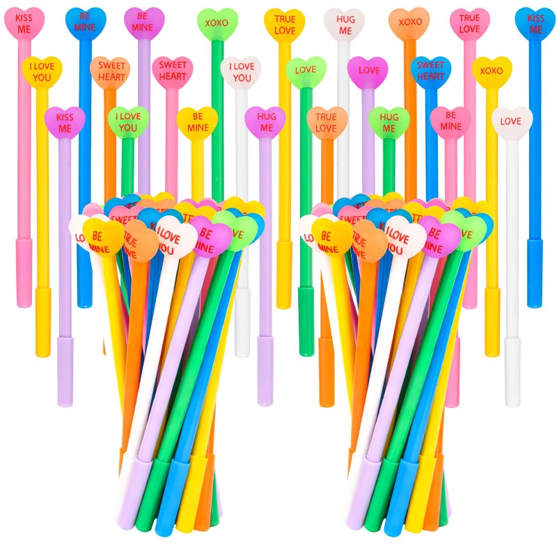 LiYiQ 50 Pcs Valentine's Day Conversation Gel Ink Pen Fun Pens Bulk Kawaii Be Mine Kiss Me Love Conversation Cute Pens for Office Home Student Present - Image 1