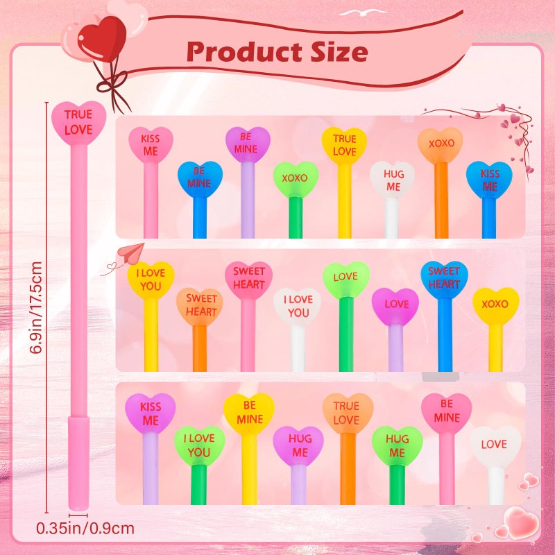 LiYiQ 50 Pcs Valentine's Day Conversation Gel Ink Pen Fun Pens Bulk Kawaii Be Mine Kiss Me Love Conversation Cute Pens for Office Home Student Present - Image 3