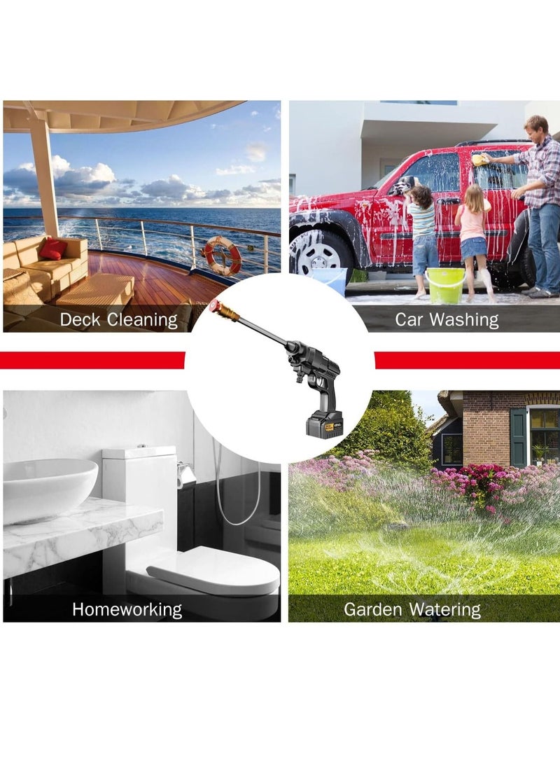Phone Planet غسالة سيارات لاسلكية عالية الضغط 48 فولت 25000 مللي أمبير 30 بار مع فوهات ومجموعة مدفع مياه لتنظيف الحدائق وغسالة نفاثة متعددة الأغراض مع محول ثلاثي السنون من المملكة المتحدة - Image 4
