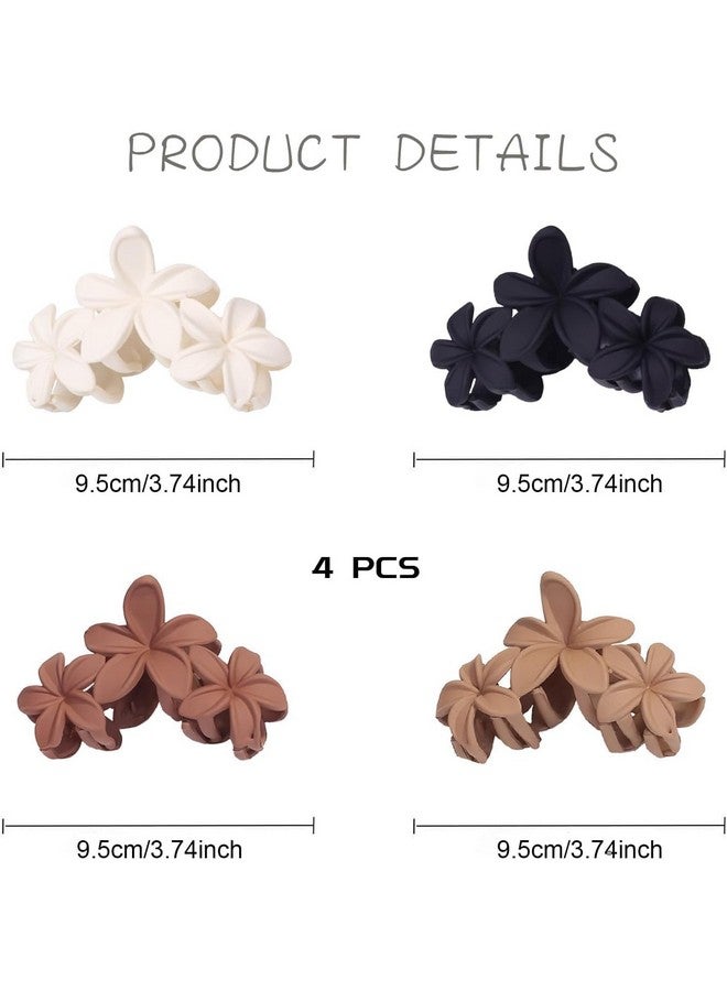 Dwiza Enterprise Matte Plastic Flower Claw Hairclips for Women, Non-Slip Large Claw Clutchers, Hawaiian Hair Flower Clips For All Hair Types - Hair Styling Accessories For Girls (Set of 4 Pcs) - Image 2
