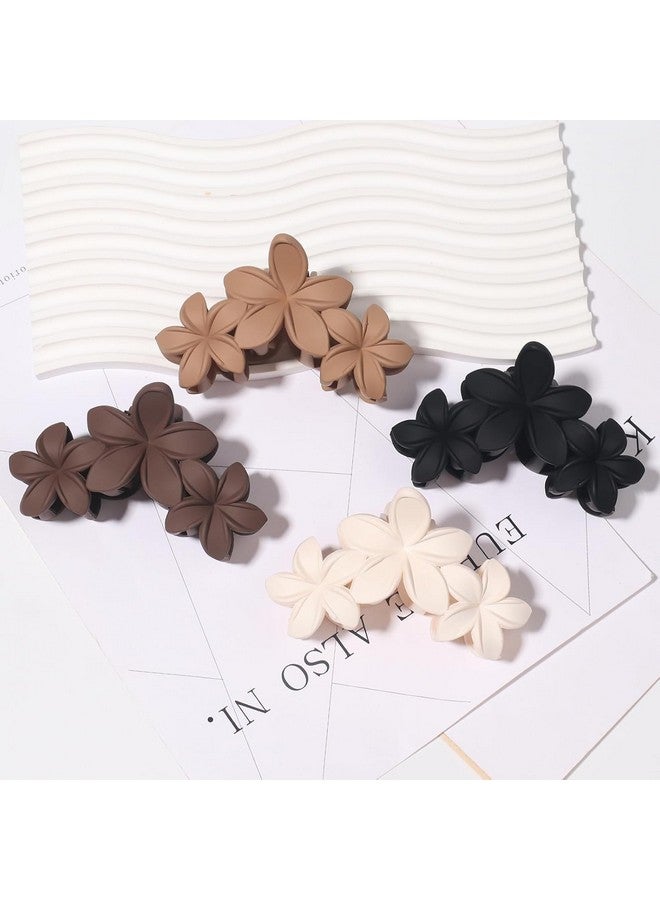 Dwiza Enterprise Matte Plastic Flower Claw Hairclips for Women, Non-Slip Large Claw Clutchers, Hawaiian Hair Flower Clips For All Hair Types - Hair Styling Accessories For Girls (Set of 4 Pcs) - Image 3