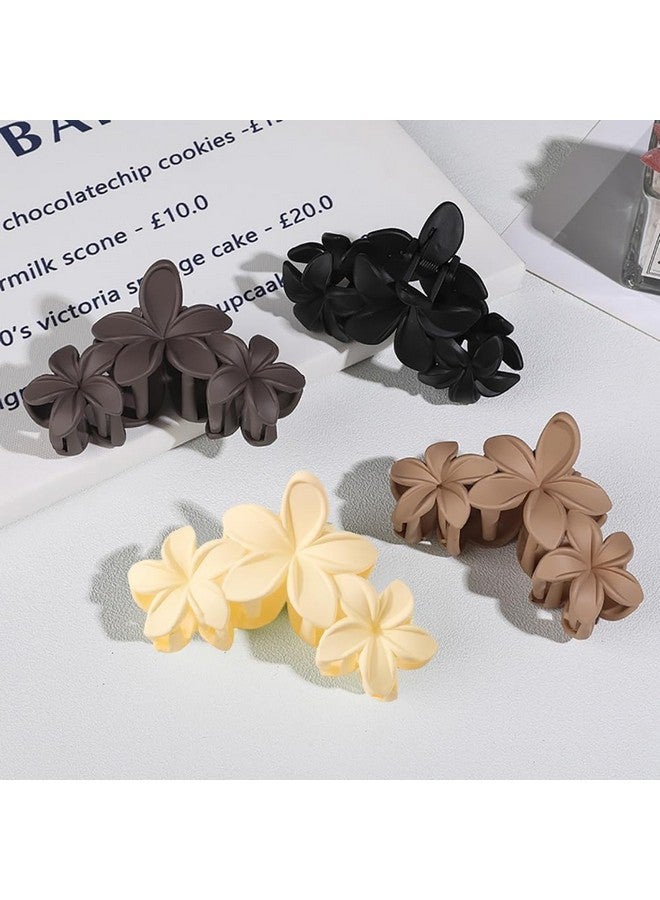 Dwiza Enterprise Matte Plastic Flower Claw Hairclips for Women, Non-Slip Large Claw Clutchers, Hawaiian Hair Flower Clips For All Hair Types - Hair Styling Accessories For Girls (Set of 4 Pcs) - Image 4