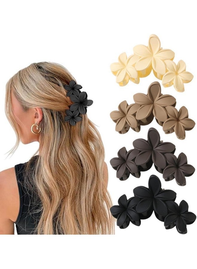 Dwiza Enterprise Matte Plastic Flower Claw Hairclips for Women, Non-Slip Large Claw Clutchers, Hawaiian Hair Flower Clips For All Hair Types - Hair Styling Accessories For Girls (Set of 4 Pcs) - Image 1