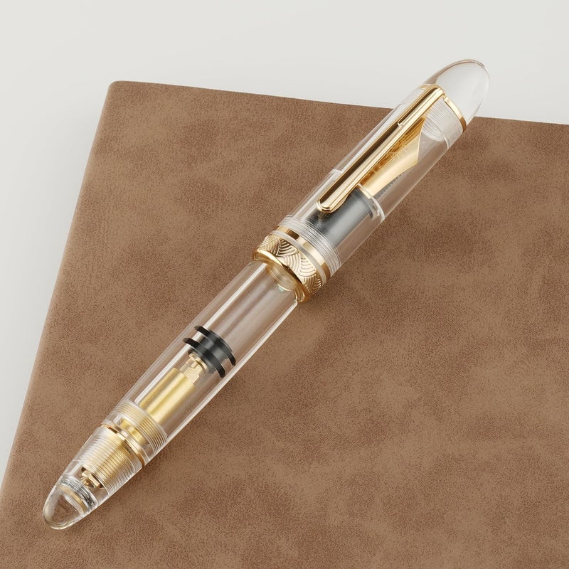 erofa Majohn P140 Piston Fountain Pen NO.8 Fine Nib, Large Capacity Transparent White Acrylic Writing Gift Pen with Box - Image 2