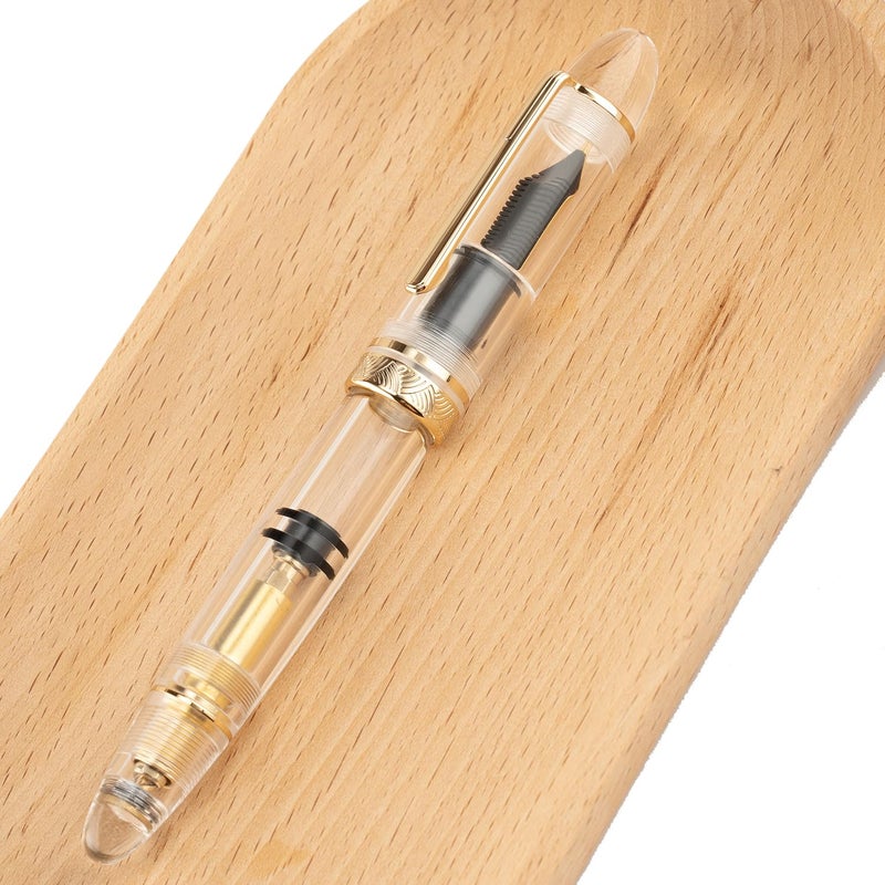 erofa Majohn P140 Piston Fountain Pen NO.8 Fine Nib, Large Capacity Transparent White Acrylic Writing Gift Pen with Box - Image 5