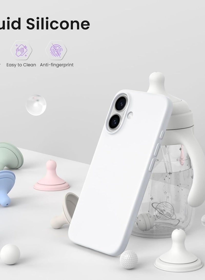 Compatible with iPhone 16  plus Case, Premium Liquid Silicone Case, Full Body Protective Case, Shockproof, Anti-Scratch Soft Microfiber Lining (White)  - Image 2