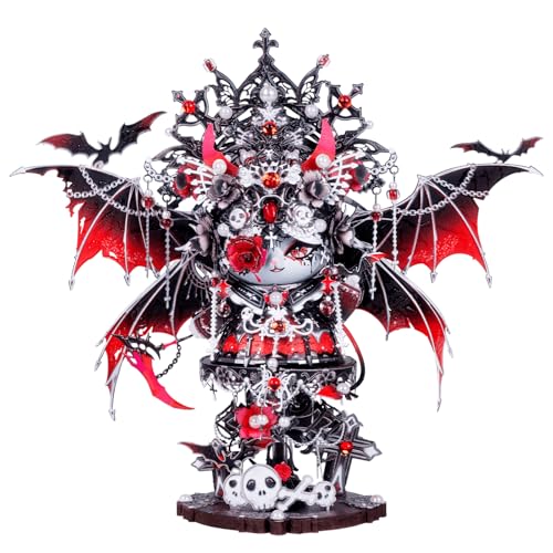 MU 3D Metal Puzzles for Adults Magnetic Interchangeable Cat Head Puzzle Vampire Dark Queen Kitty with 2 Base Spooky Puzzle Metal Models Kits Building DIY Sets Cat Lover Owner Gifts Collectibles - Image 1