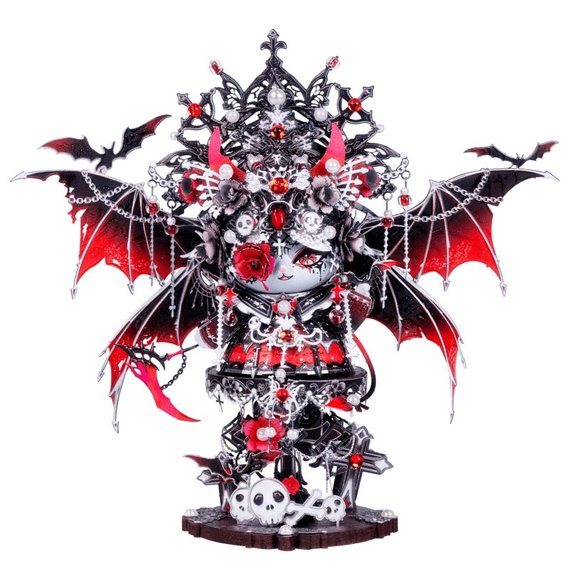 MU 3D Metal Puzzles for Adults Magnetic Interchangeable Cat Head Puzzle Vampire Dark Queen Kitty with 2 Base Spooky Puzzle Metal Models Kits Building DIY Sets Cat Lover Owner Gifts Collectibles - Image 2
