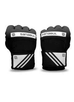سنابول لفافات جل لليد لقفازات الملاكمة | MMA Muay Thai Kick Boxing الأغطية السريعة للرجال والنساء | لفافة يد الملاكمة الداخلية للقفازات | غطاء معصم مبطن للمفاصل (أسود/أبيض)  - Image 4