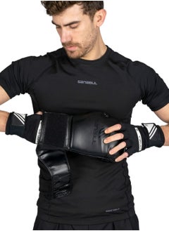 سنابول لفافات جل لليد لقفازات الملاكمة | MMA Muay Thai Kick Boxing الأغطية السريعة للرجال والنساء | لفافة يد الملاكمة الداخلية للقفازات | غطاء معصم مبطن للمفاصل (أسود/أبيض)  - Image 4