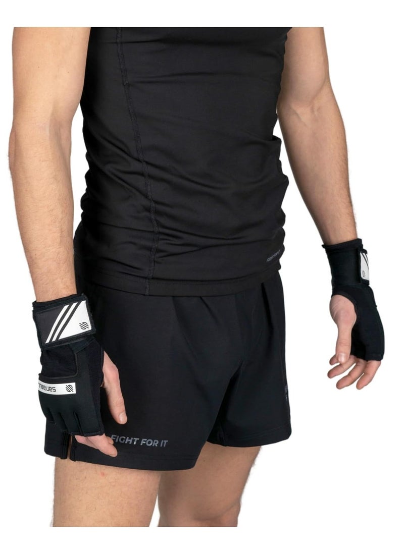 Sanabul  - Gel Hand Wraps for Boxing Gloves | MMA Muay Thai Kick Boxing Quick Wraps for Men & Women | Inner Boxing Hand Wrap for Gloves | Padded Knuckle Wrist Wrap (Black/White) - Image 1