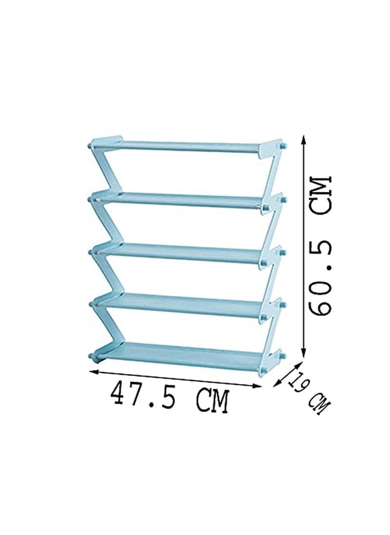 Whitecloud TRANSFORMING HOMES Whitecloud TRANSFORMING HOMES® Shoe Stand Z Type 5 Lyer Lightweight Space Saving Shoe Organizer Rack for Home and Office (Blue) 353-15  - Image 3