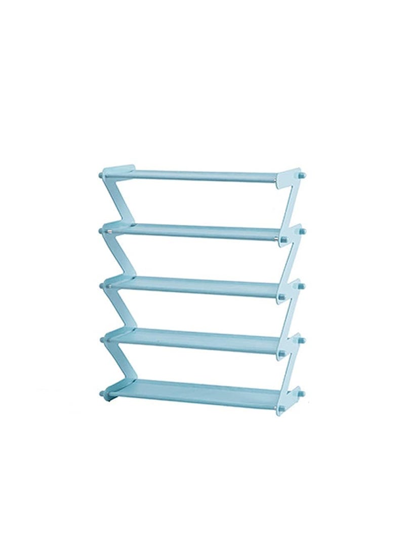 Whitecloud TRANSFORMING HOMES Whitecloud TRANSFORMING HOMES® Shoe Stand Z Type 5 Lyer Lightweight Space Saving Shoe Organizer Rack for Home and Office (Blue) 353-15  - Image 1