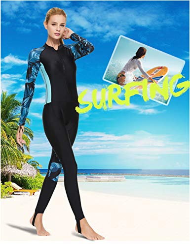Skyone Full Body Scuba Rash Guard Dive Skin UV Swimwear Sport Skins for Men Women, Long Sleeve One Piece Front Zipper Diving Wetsuit for Surfing Swimming Snorkeling Canoeing (Women’s Blue, XXL) - Image 4