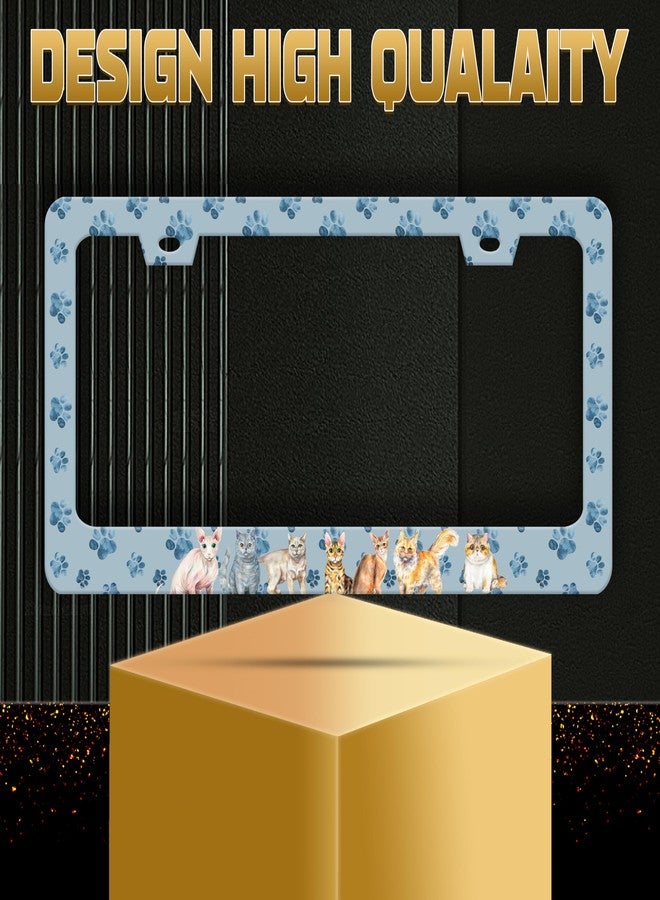 Omw2fyb Personalise Cat paw Prints License Plate Frame License Plate Frames Car Universal Stainless Steel Accessories Cars Decor with 2 Holes and Screws Fits Standard US Vehicles Size 12.2 x 6 Inches - Image 5