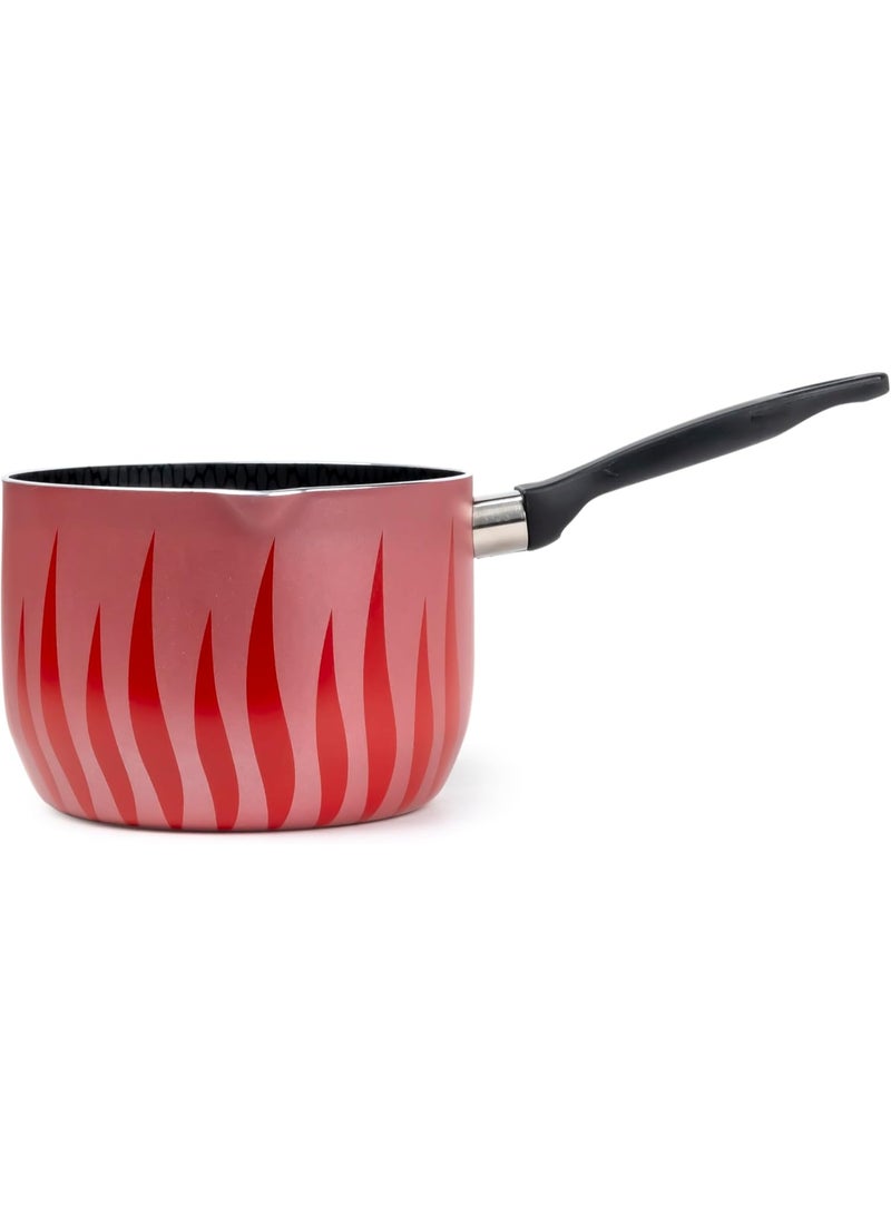 Senstan Flame Design Non-Stick Saucepan 18Cm with Stay Cool Bakelite Handle, Red - Image 3