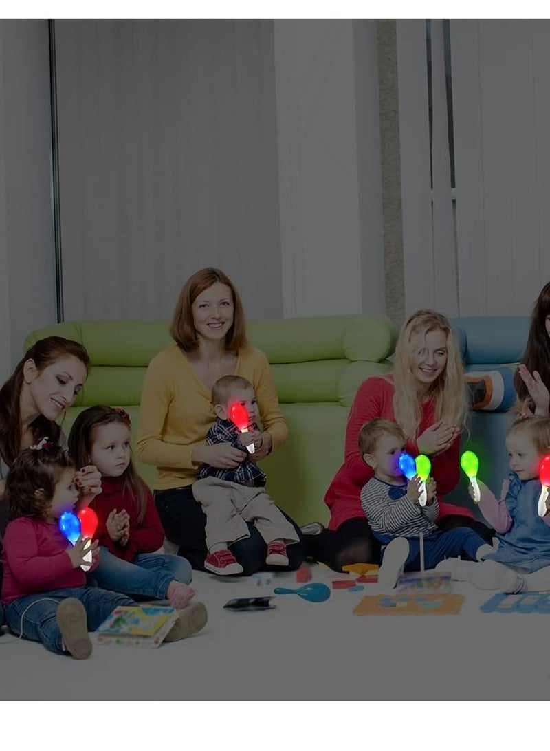 Excefore ألعاب الماراكاس المضيئة، هزازات اليد الموسيقية اللامعة، ألعاب الضوضاء، بيض ملون موسيقي بلاستيكي LED لتشجيع الأطفال، مطرقة ضوئية موسيقية ملونة للحفلات 3 قطع - Image 3