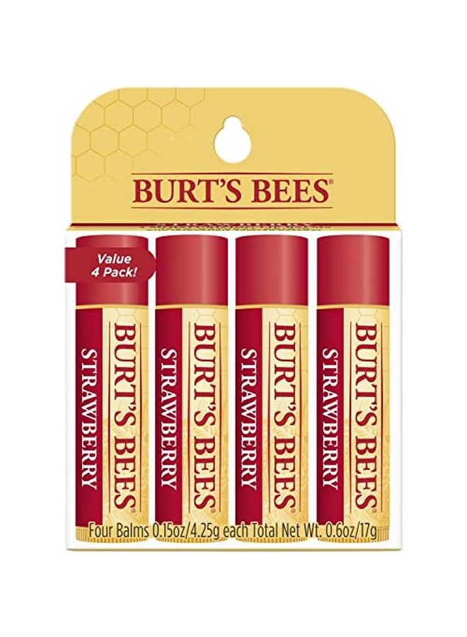 Burt's Bees 100% Natural Moisturizing Lip Balm Strawberry With Beeswax & Fruit Extracts 4 Tubes - Image 2
