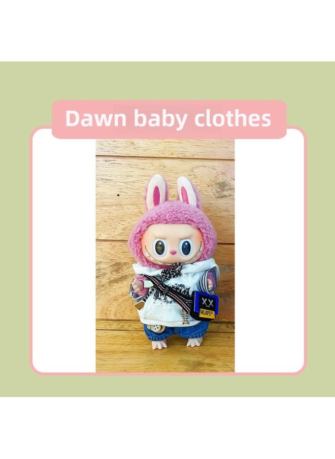 Labubu Doll Clothes 17 Heart Macaron Vinyl Face Pull Cloth Baby Clothes Change For Postage-Specifications:17cm Heart-warming Macaron Cloth Clothes (only Baby Clothes Sold, Doll Not Included)-Color:Dawn Baby Clothes  - Image 1