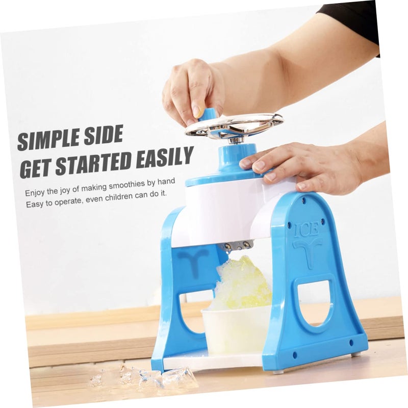 Manual Ice Shaver Crusher Hand Crank Portable Blue for Smoothies Slushies Cones Home Use - Image 3