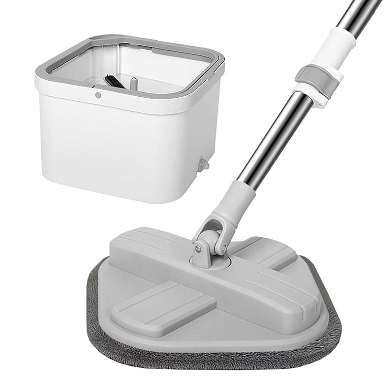 JUVIW Bucket Quick Spin Mop with 2 Microfiber pads Wet Dry Mophead Floor Cleaning pocha Extendable Handle Removable Wringer 360 Floor Cleaner Mopping Set Reversible - Image 5