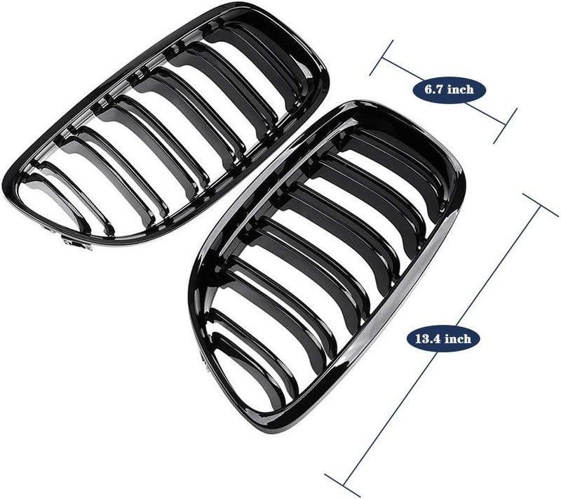 SNA E90 Gloss Black Kidney Grille Compatible with 2009-2011 BMW 3 Series E90 E91 - 2-pc Set - Image 5