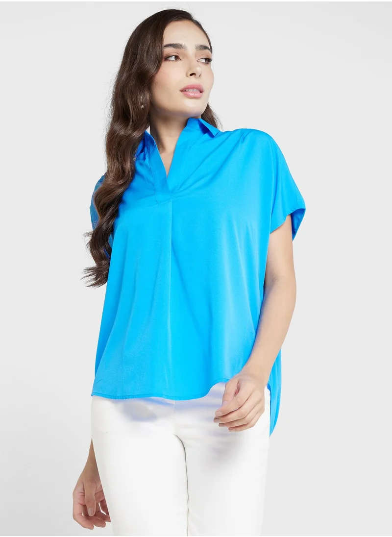 French Connection Buttoned Neck Top