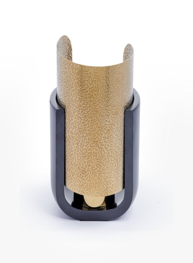 Layers Lora Candle Holder – Black Natural Marble with Golden Metal Vase – 19 × 13 × 21 cm - Image 3