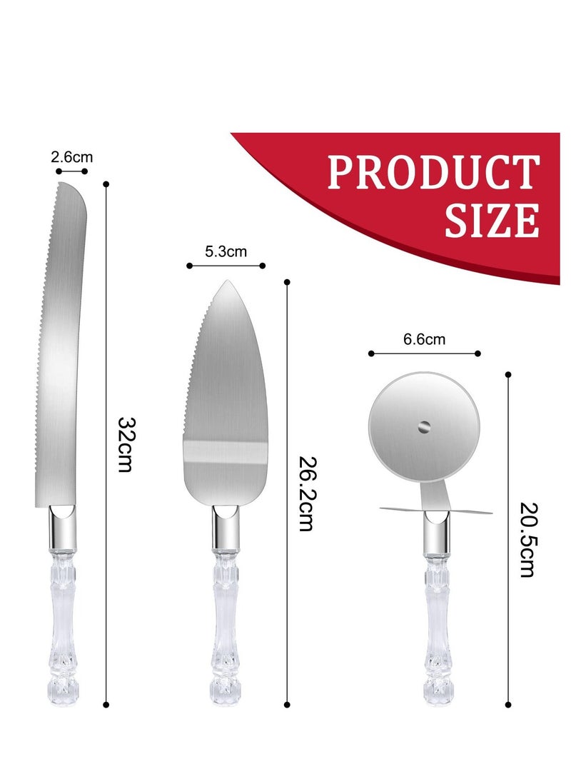 SYOSI 3 Pcs Cake Cutter and Server Set, Cake Cutting Set with Pizza Cutter Wheel, Cake Serving Set for Wedding Cake, Birthdays, Anniversaries - Image 2