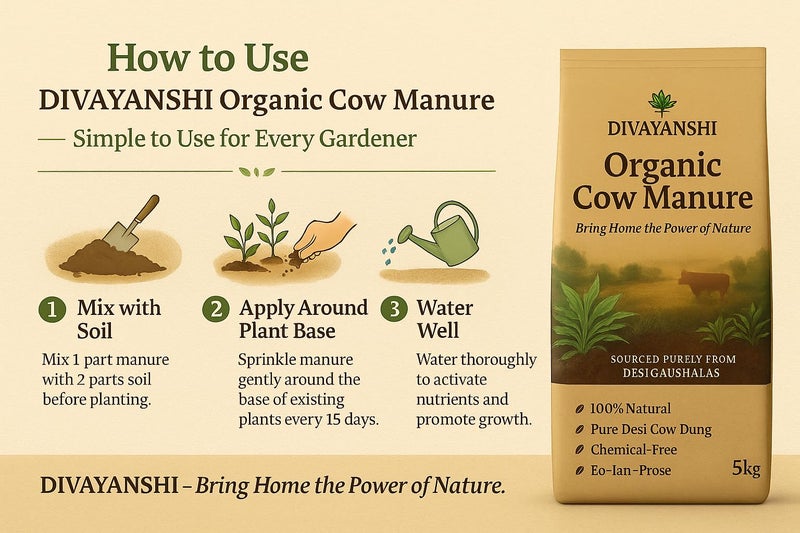 DIVAYANSHI Organic Cow Manure – Enriched Desi Cow Dung Compost | Nourishes Plants Naturally for Healthy Growth & Blooming Gardens (5kg) - Image 5