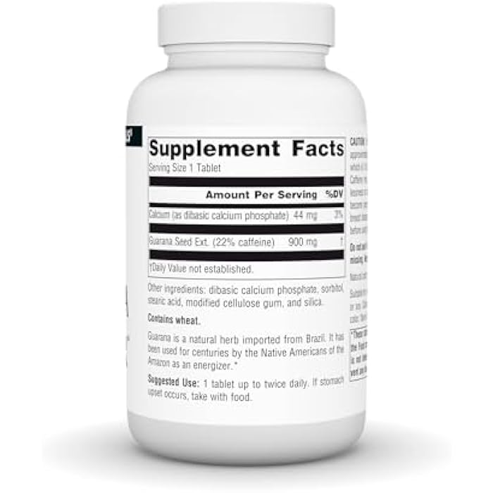 Source Naturals Guarana Energizer Caffiene and Energy* - 900 mg,100 Tablets - Image 2