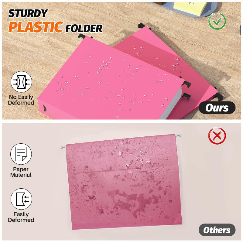 SHUTEX Extra Capacity Plastic Hanging File Folder, 12 Pack Reinforced Hang Folders Letter Size, Heavy Duty 2 Inch Expansion Filing Cabinet Folders for Bulk Files, Medical Charts, Assorted Colors - Image 2