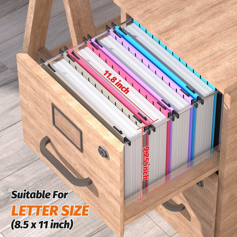 SHUTEX Extra Capacity Plastic Hanging File Folder, 12 Pack Reinforced Hang Folders Letter Size, Heavy Duty 2 Inch Expansion Filing Cabinet Folders for Bulk Files, Medical Charts, Assorted Colors - Image 3