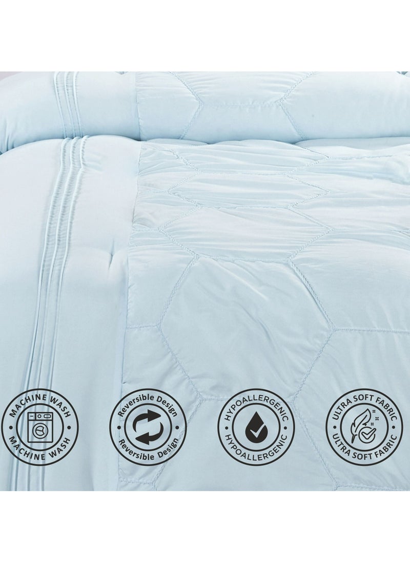 Donetella 4- Piece Designer Comforter Set Single Bed 180 x 240 Cms Soft Microfiber Spamint.  - Image 5