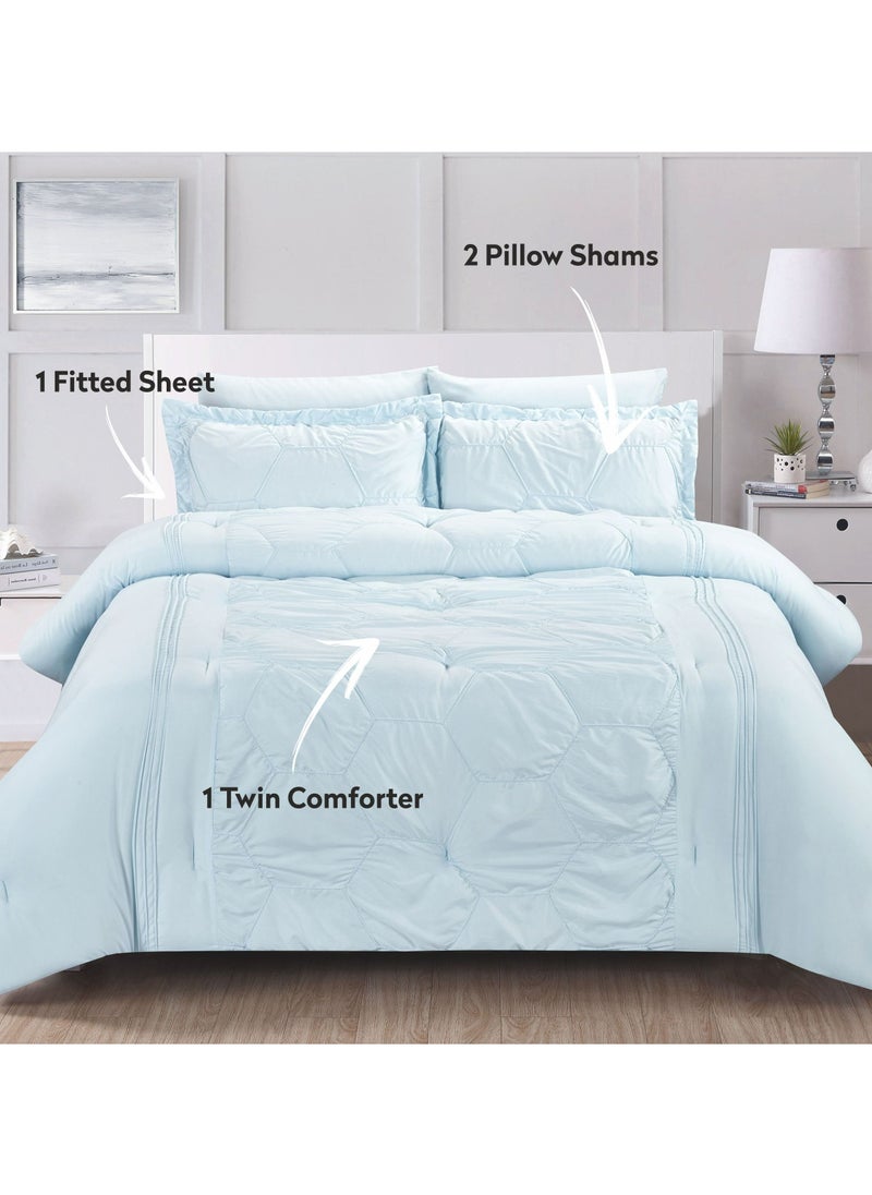 Donetella 4- Piece Designer Comforter Set Single Bed 180 x 240 Cms Soft Microfiber Spamint.  - Image 3