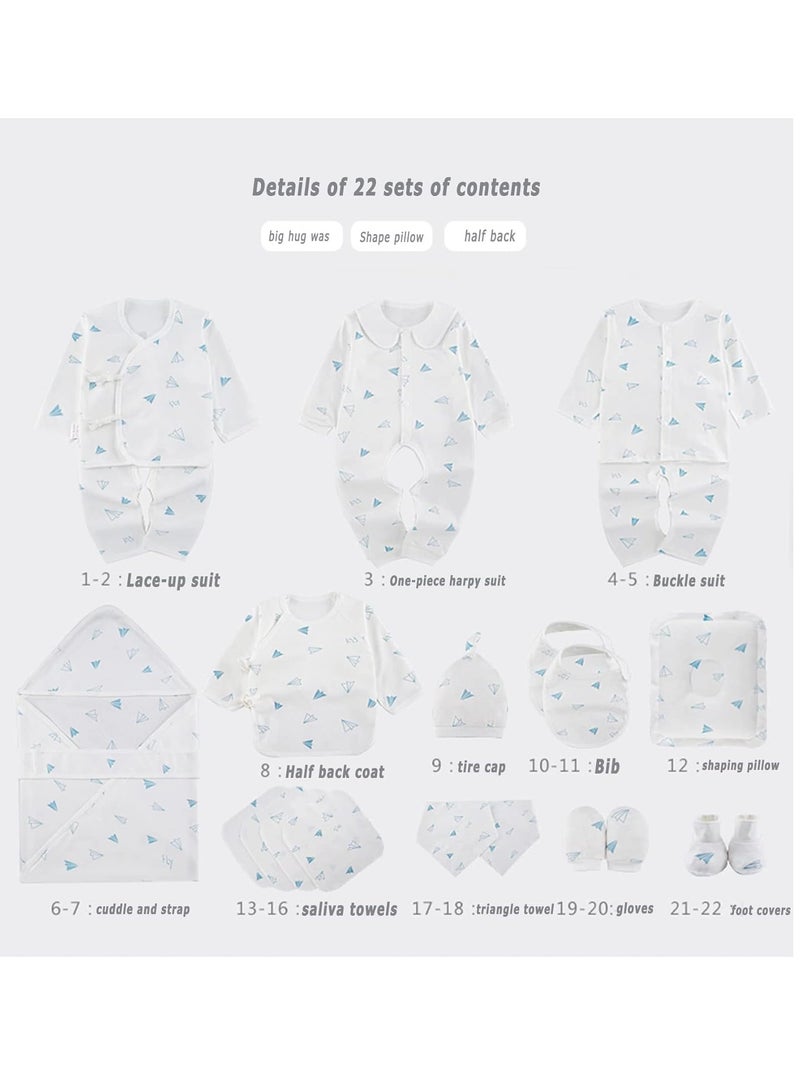Beauenty Baby Newborn Essentials Layette Gift Set with Box 22 Piece Baby Girl Boys Gifts Premium Cotton Baby Clothes Accessories Set Fits Newborn Baby Suit Set Cuddle Strap Bib Gloves Saliva Towel Pillow - Image 4