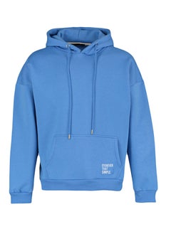 Basic Blue Oversize Hooded Labeled Fleece Cotton Sweatshirt TMNAW21SW2005 - pzsku/Z34D0C98E9B3CB985E4C4Z/45/_/1729755036/0d577cc4-5fec-4b15-8dfb-d799d66e60b5