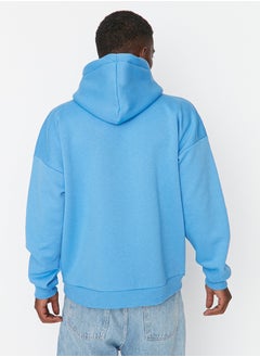 Basic Blue Oversize Hooded Labeled Fleece Cotton Sweatshirt TMNAW21SW2005 - pzsku/Z34D0C98E9B3CB985E4C4Z/45/_/1729755104/93d1f6a0-fa81-4cf9-927a-98798d8b21e4