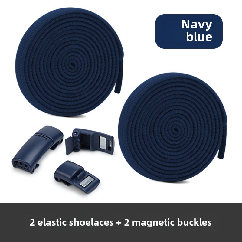 إسكدنيا Elastic No-Tie Shoelaces Colorful Magnetic BucklesReticulated color magnetic buckle-navy blue Reticulated color magnetic buckle-navy blue