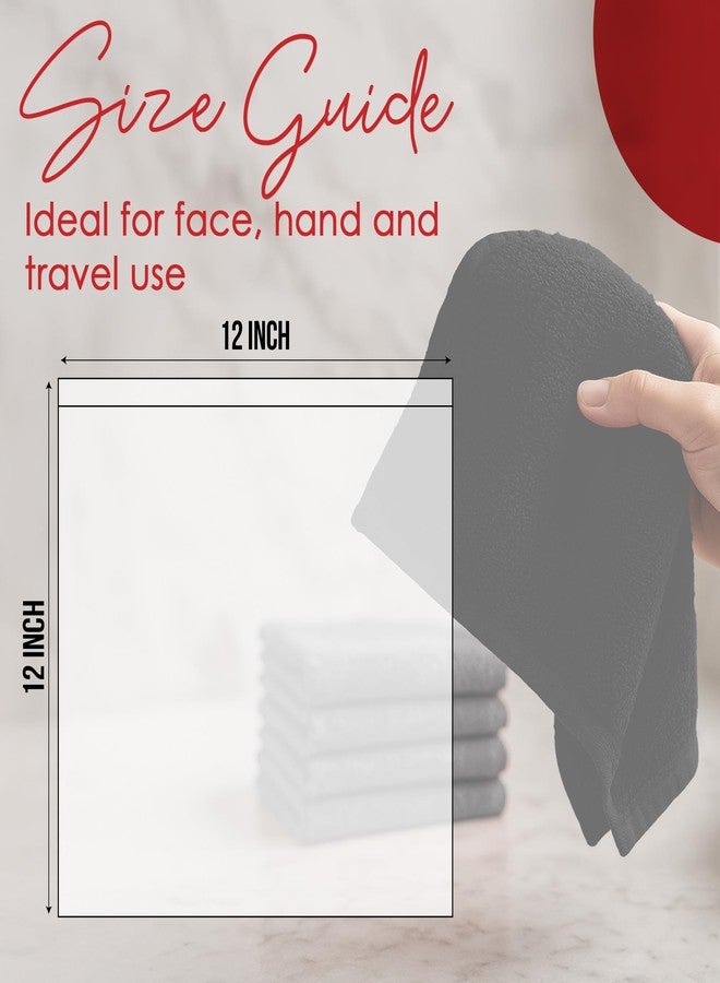 RIVERSIDE 24 Pack Washcloths Set - 100% Cotton [12x12 Inches] - Soft, Quick-Dry & Highly Absorbent Face Towels - Perfect for Bathroom, Gym, Hotel, Spa & Travel - Black - Image 2