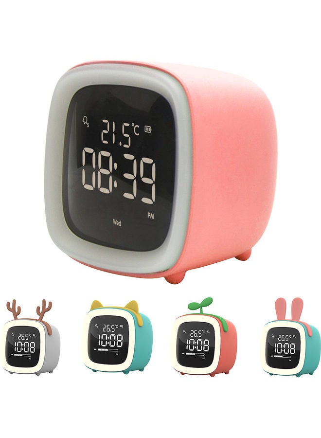 NIBEMINENT Cartoon Rabbit Ear Shape Rechargeable Digital Display LED Nigh Light Alarm Clock Blue Deer 14.5x11.2x10cm - Image 3