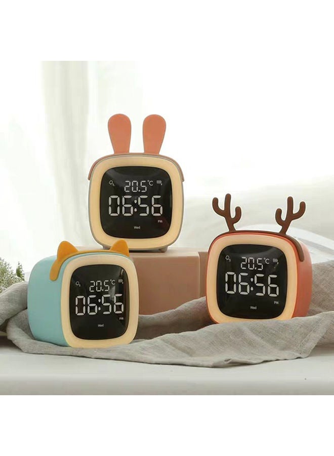 NIBEMINENT Cartoon Rabbit Ear Shape Rechargeable Digital Display LED Nigh Light Alarm Clock Blue Deer 14.5x11.2x10cm - Image 5
