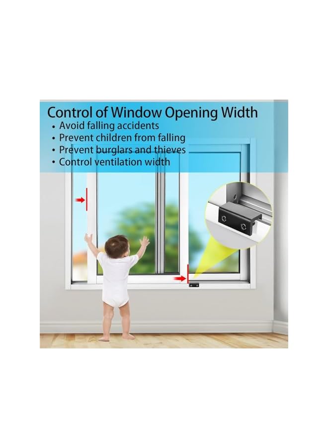The Bros Sliding Window Locks with Key, Sliding Security Window Locks, Adjustable Sliding Door Window Locks, Security Window Lock for Patio, Bedroom, Home and Office Windows (Black 4 Sets) - Image 2