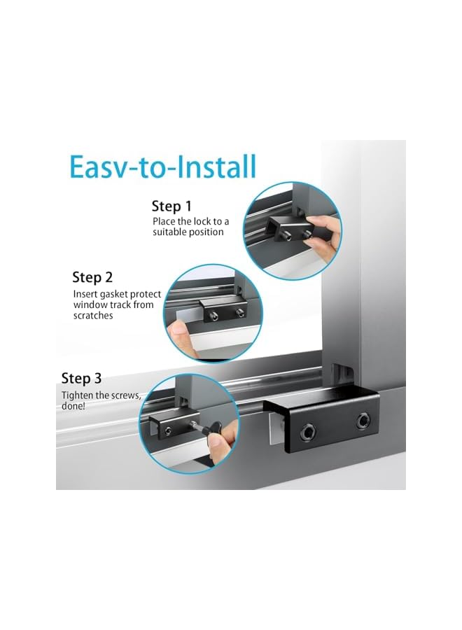 The Bros Sliding Window Locks with Key, Sliding Security Window Locks, Adjustable Sliding Door Window Locks, Security Window Lock for Patio, Bedroom, Home and Office Windows (Black 4 Sets) - Image 5